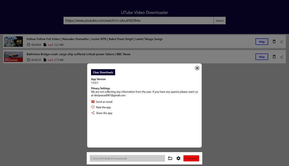 UTube Video Downloader — captura de tela 1