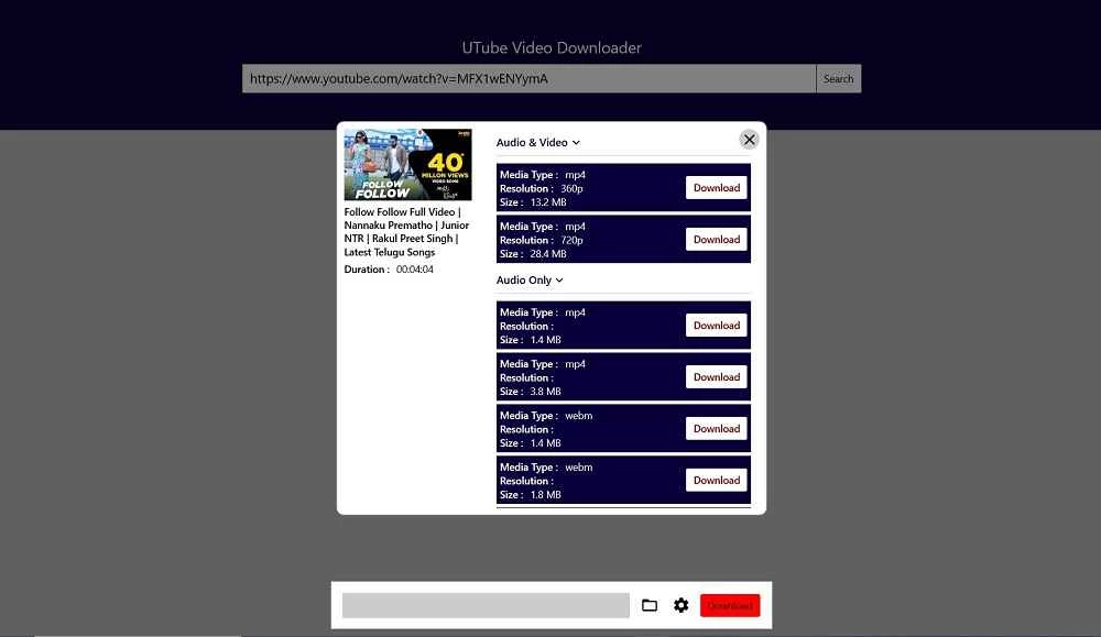UTube Video Downloader — captura de tela 2